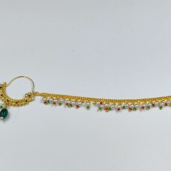 Nath nose ring 7 stones in red green colour NR-001