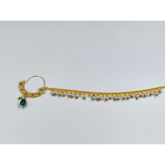 Nath nose ring 7 stones in red green colour NR-001