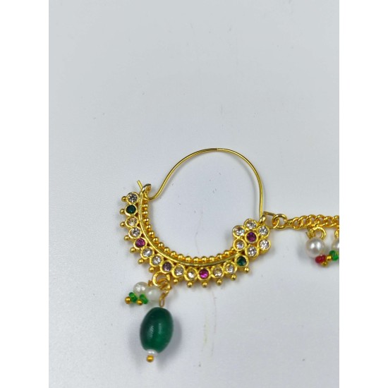 Nath nose ring 7 stones in red green colour NR-001