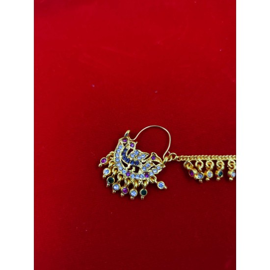 Nath nose ring peacock design in multi colour NR-002