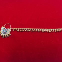 Nath nose ring flower in green mehroon meena colour NR-003