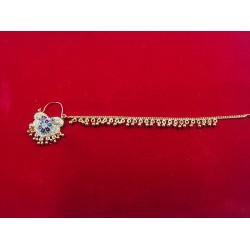 Nath nose ring flower in green mehroon meena colour NR-003