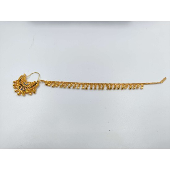 Nath nose ring double peacock in green mehroon meena colour NR-004