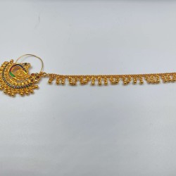 Nath nose ring peacock and mini flower design in meena colour NR-005
