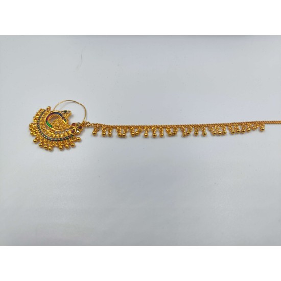 Nath nose ring peacock and mini flower design in meena colour NR-005