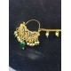 Nath nose ring with big green moti in multi colour NR-006