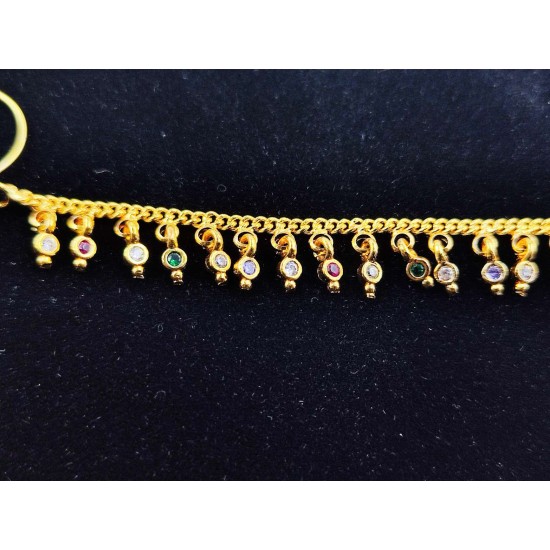 Nath  AD nose ring with big green crystal in green colour NR-007