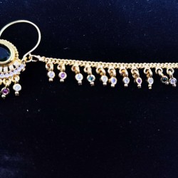 Nath  AD nose ring with big green crystal in green colour NR-007