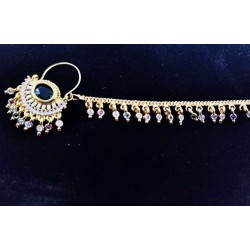Nath  AD nose ring with big green crystal in green colour NR-007