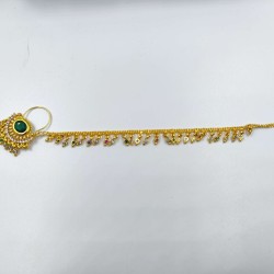 Nath  AD nose ring with big green crystal in green colour NR-007