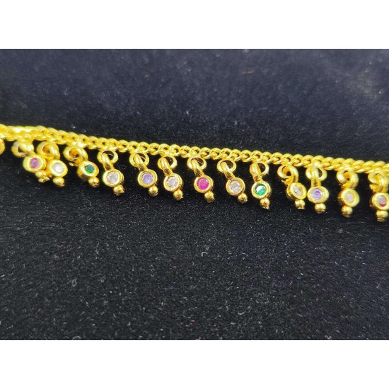 Nath  AD nose ring with peacock design in multi colour NR-008