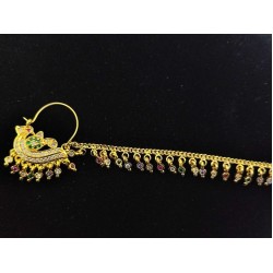 Nath  AD nose ring with peacock design in multi colour NR-008