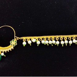 Nath nose ring 7 stones in green colour NR-010