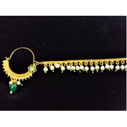 Nath nose ring 7 stones in green colour NR-010