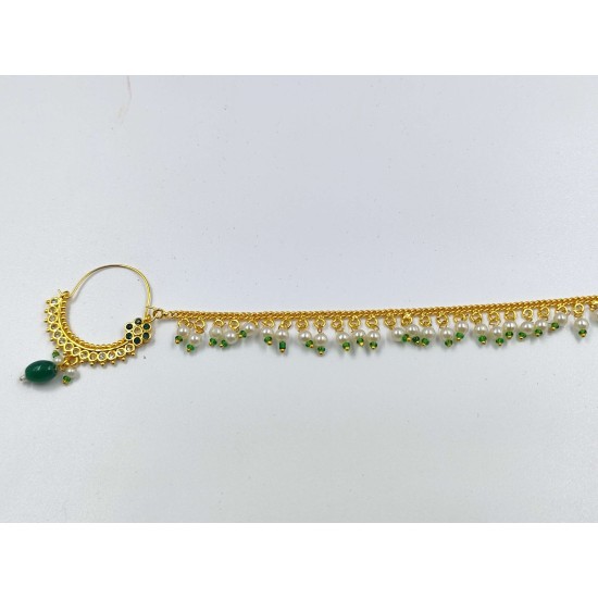 Nath nose ring 7 stones in green colour NR-010