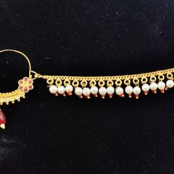 Nath nose ring 7 stones in red colour NR-009