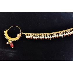 Nath nose ring 7 stones in red colour NR-009