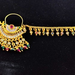 Nath AD nose ring with half flower design in multi colour NR-012