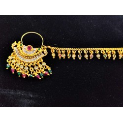 Nath AD nose ring with half flower design in multi colour NR-012