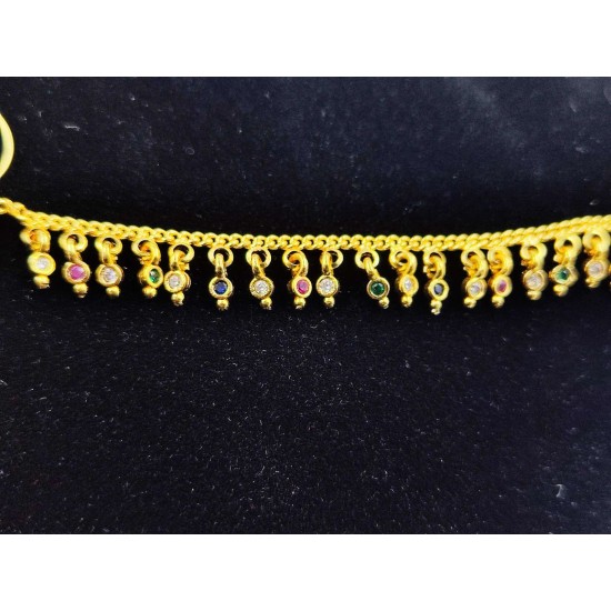 Nath AD nose ring with half flower design in multi colour NR-012