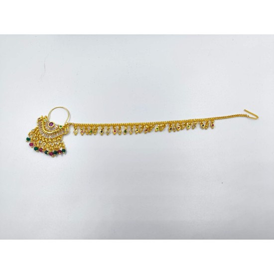 Nath AD nose ring with half flower design in multi colour NR-012