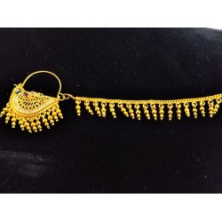 Nath AD nose ring with hidden peacock design in multi colour NR-013