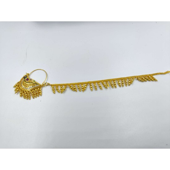 Nath AD nose ring with hidden peacock design in multi colour NR-013