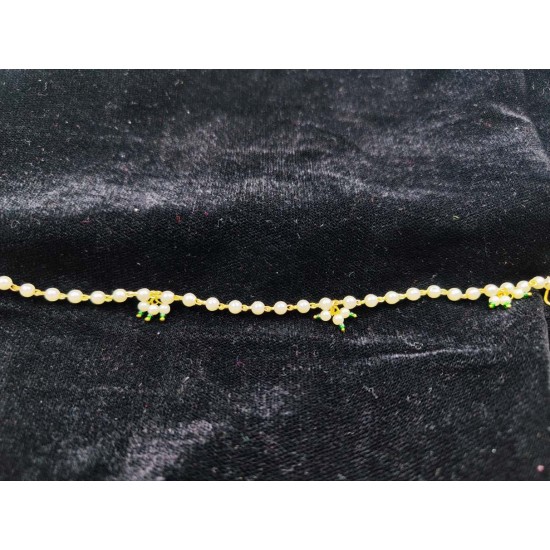 Handcrafted Indian Bridal Ad Nath Nose Ring in Flower Design With Green Accents NR-15