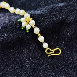 Handcrafted Indian Bridal Ad Nath Nose Ring in Flower Design With Green Accents NR-15