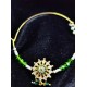 Handcrafted Indian Bridal Ad Nath Nose Ring with Green and White Accents NR-14