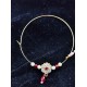 Indian Bridal Ad Nath Nose Ring in 7 Stones Design with Red and White Accents NR-18