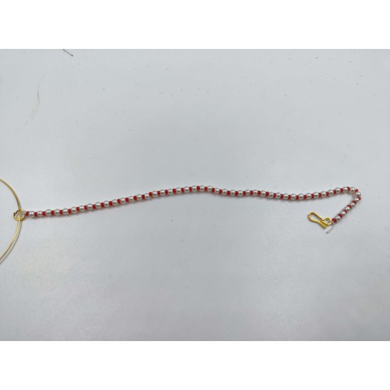 Indian Bridal Ad Nath Nose Ring in 7 Stones Design with Red and White Accents NR-18