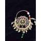 Bridal  Nath Nose Ring Peacock Design with Green and pink multi Accents NR-20