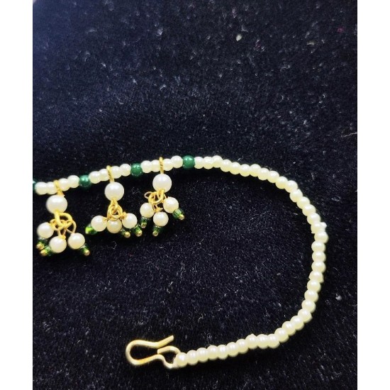 Bridal Nath Nose Ring Peacock Design In Green Colour NR-21