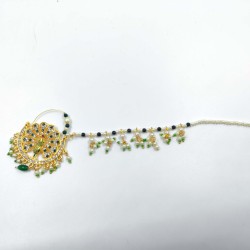 Bridal Nath Nose Ring Peacock Design In Green Colour NR-21