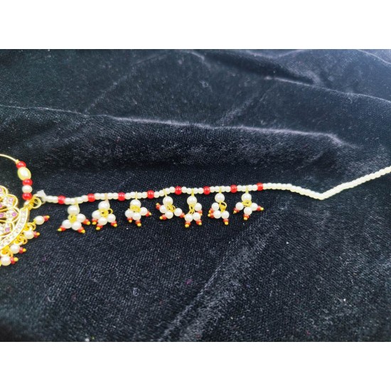 Bridal Nath Nose Ring Peacock Design In Pink Colour NR-22