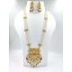 Flower motive Maharani Haar with earrings kundan and pearl design Red green colour MH-120-002