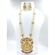 Maharani Haar with earrings kundan and pearl design, flower pot motive (MH-120-006)