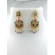Maharani Haar with earrings kundan and pearl design, flower pot motive (MH-120-006)