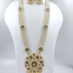 Maharani Haar with earrings 8 circles  design and flower motif (MH-170-001)