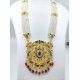 Maharani Haar with earrings kundan and mina design with big crystal stone  motive (MH-135-005)