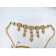Micro gold plated necklace chik set 10 line moti and multi colour peacock motif NE-350-002