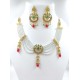 Micro Gold plated chik set with earrings half circle design pink and green colour CK-350-003