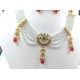 Micro Gold plated chik set with earrings half circle design pink and green colour CK-350-003