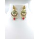 Micro Gold plated chik set with earrings half circle design pink and green colour CK-350-003