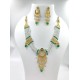 Micro gold plated necklace with earrings green colour NE-350-005