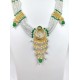Micro gold plated necklace with earrings green colour NE-350-005