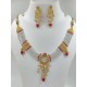 Micro gold plated necklace with earrings red colour NE-350-004