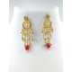 Micro gold plated necklace with earrings red colour NE-350-004