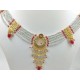 Micro gold plated necklace with earrings red colour NE-350-004